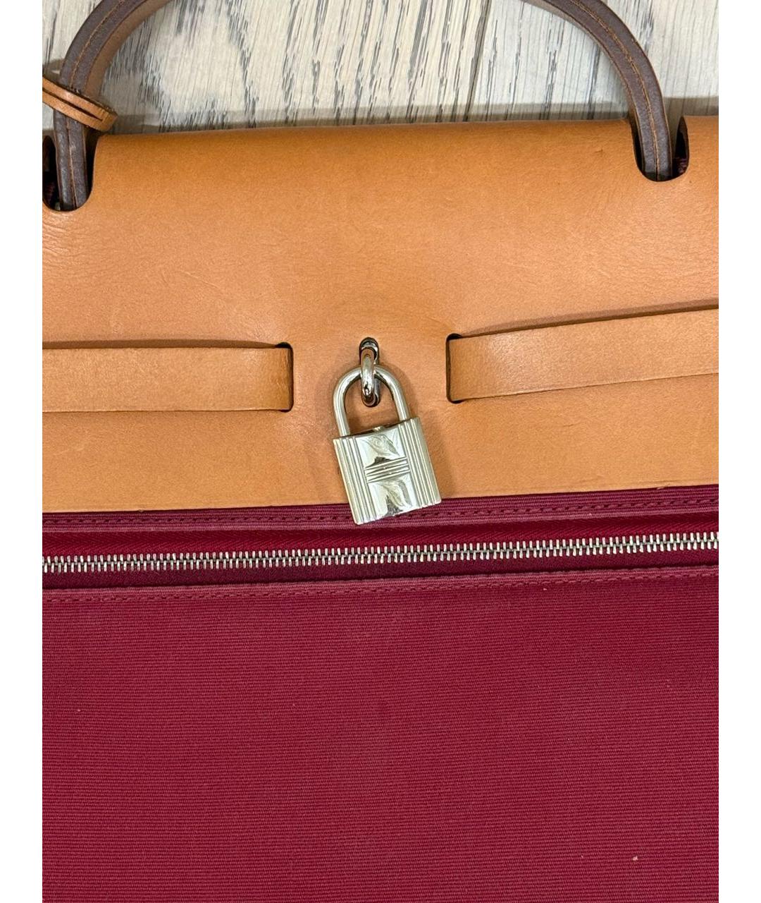 HERMES Бордовая тканевая сумка через плечо, фото 5