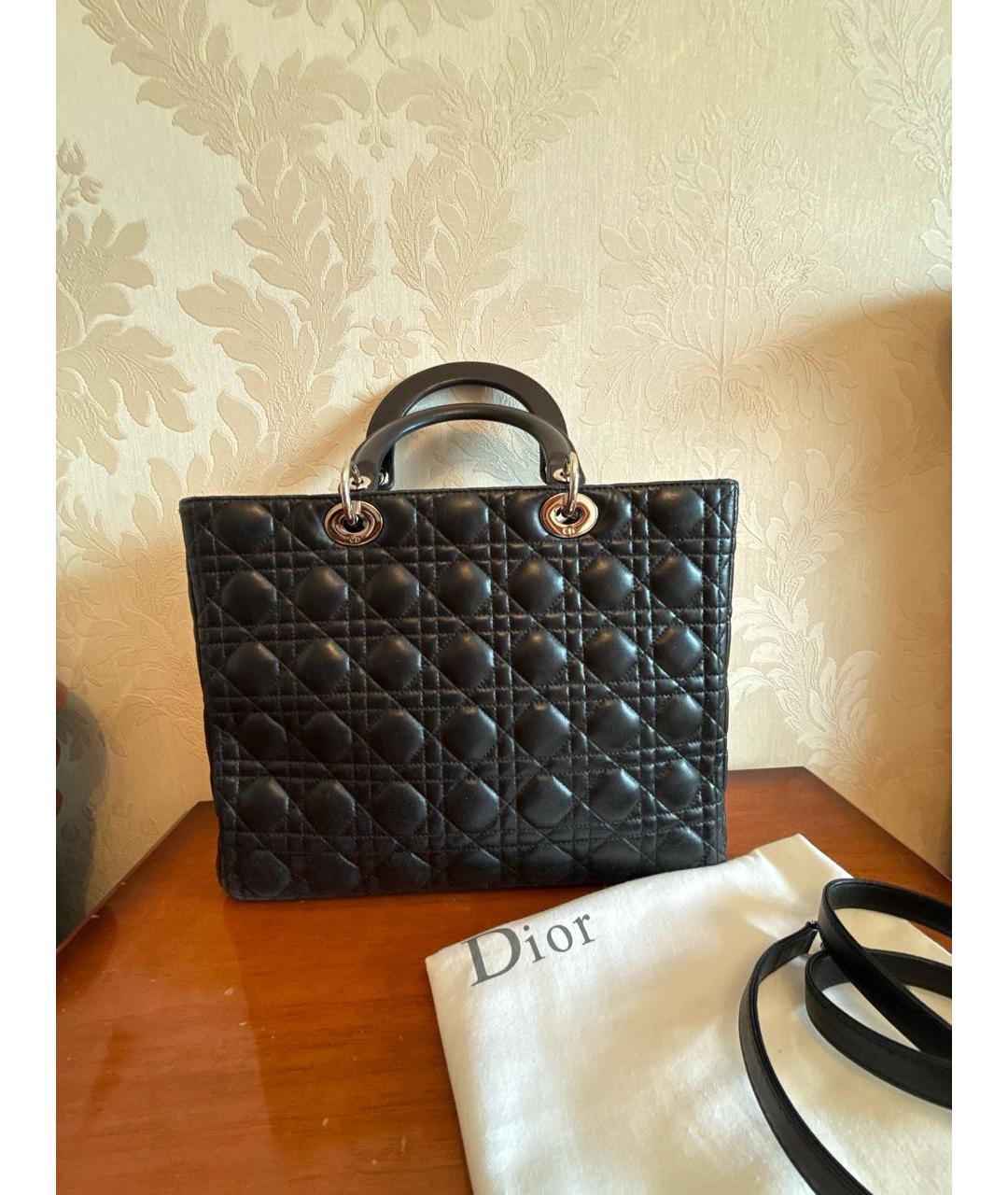 CHRISTIAN DIOR Черная кожаная сумка с короткими ручками, фото 3