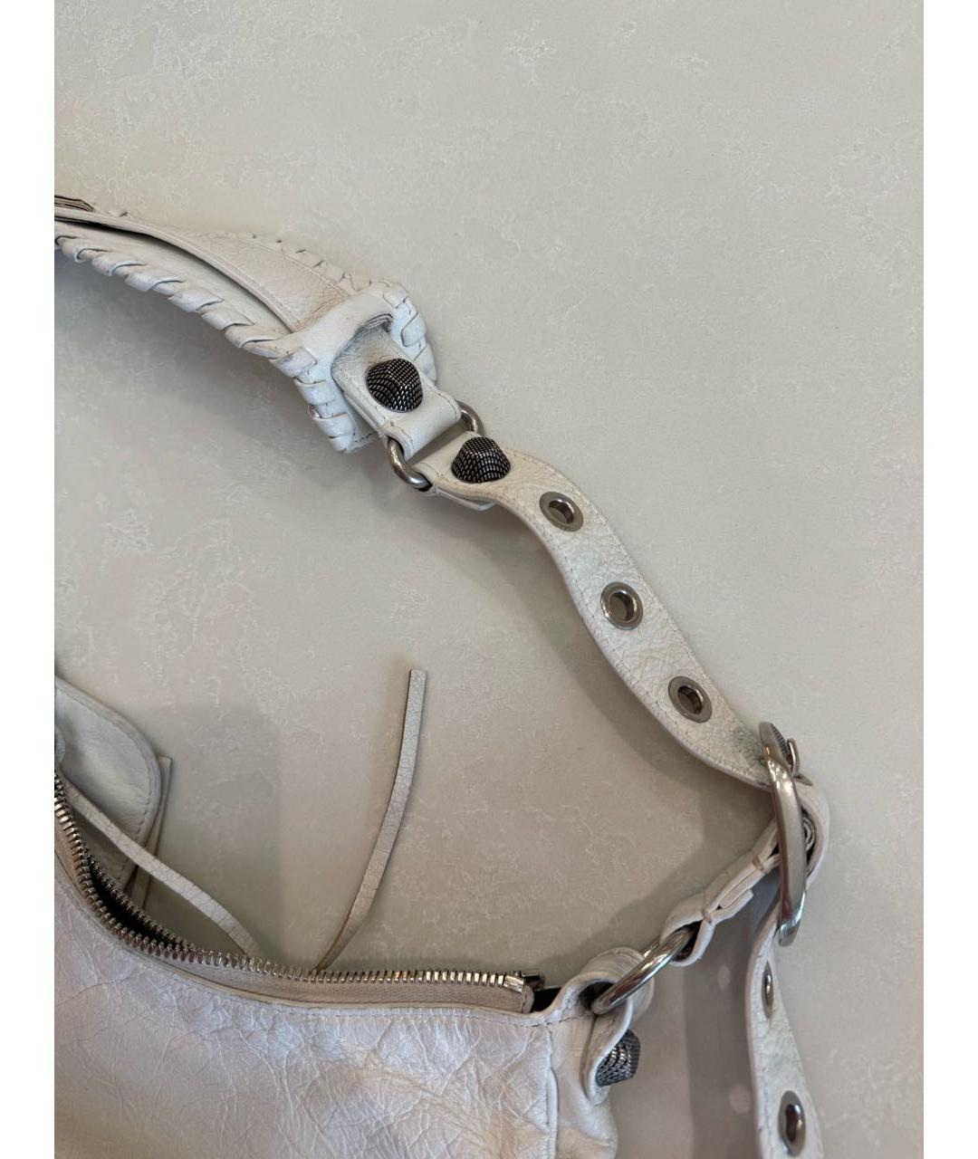 BALENCIAGA Белая кожаная сумка через плечо, фото 4