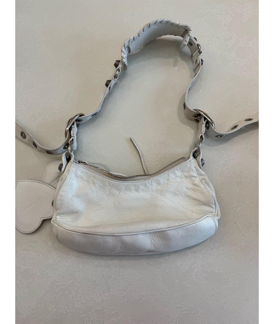 BALENCIAGA Белая кожаная сумка через плечо, фото 3