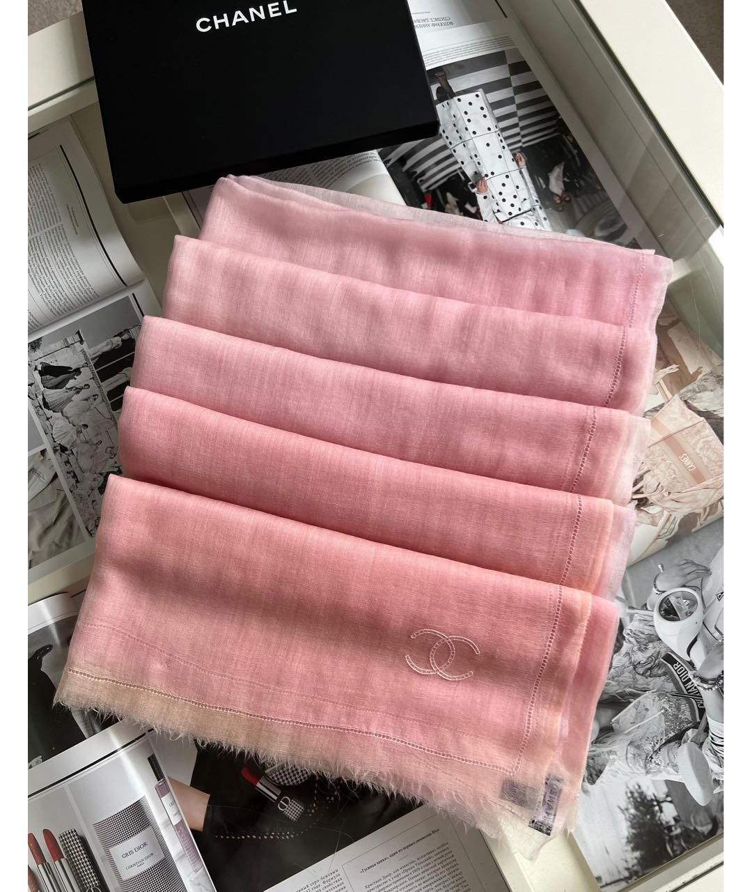 CHANEL Розовый шарф, фото 9