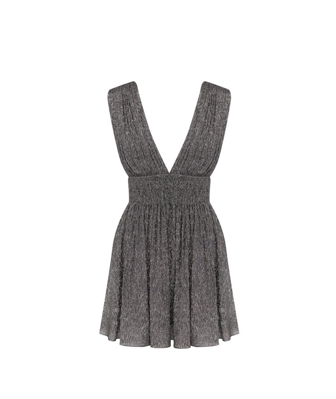 SAINT LAURENT Серебряное шелковое коктейльное платье, фото 1