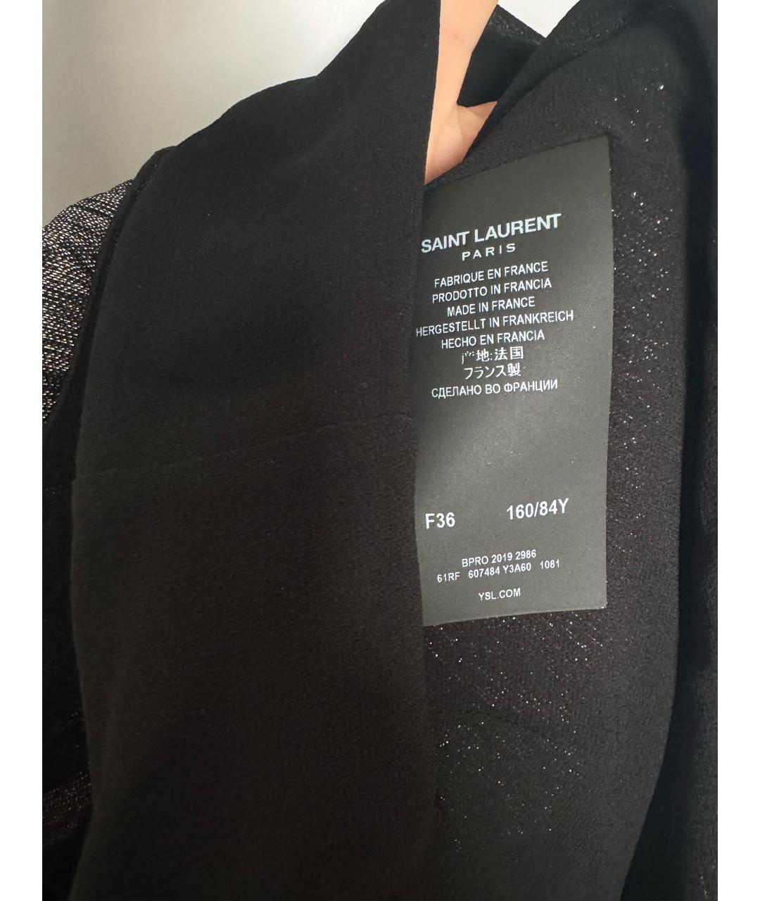 SAINT LAURENT Серебряное шелковое коктейльное платье, фото 5