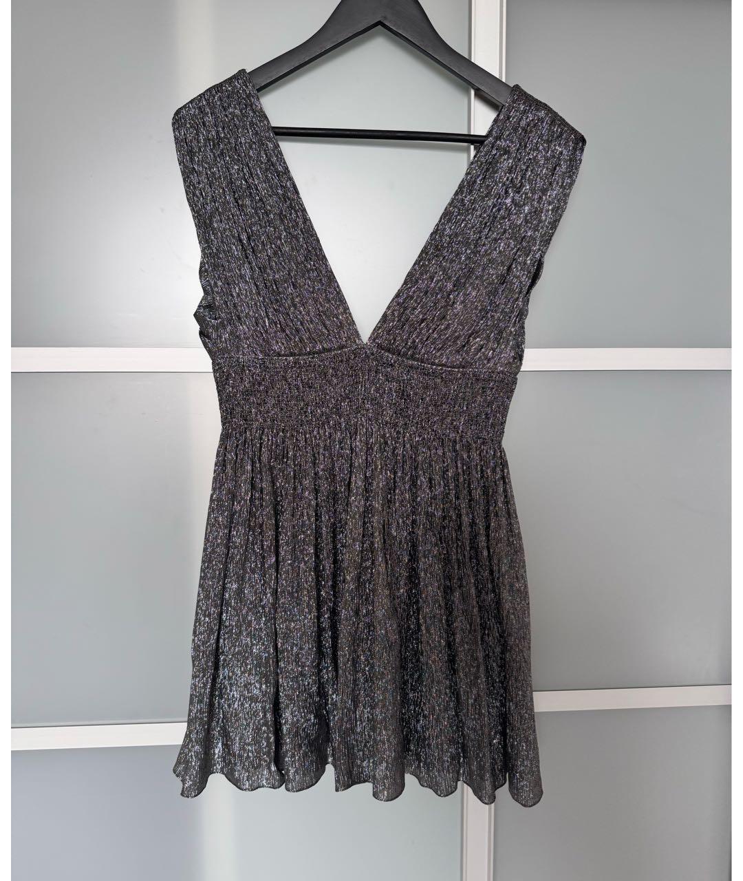 SAINT LAURENT Серебряное шелковое коктейльное платье, фото 4