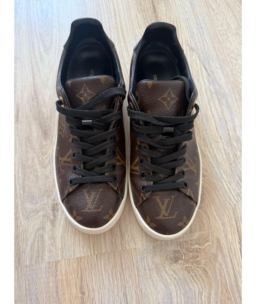 LOUIS VUITTON Коричневые кожаные кеды, фото 2