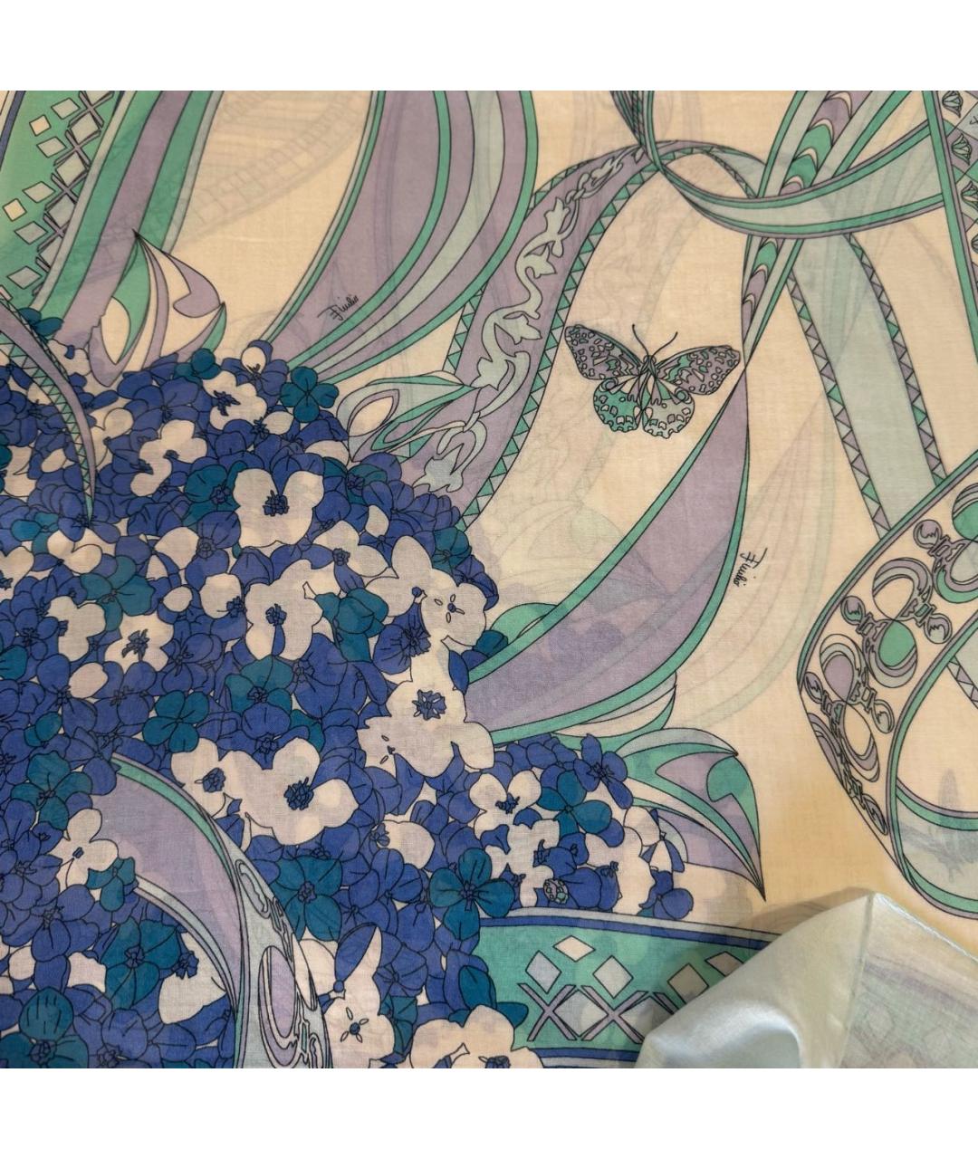 EMILIO PUCCI Голубое хлопковое парео, фото 7