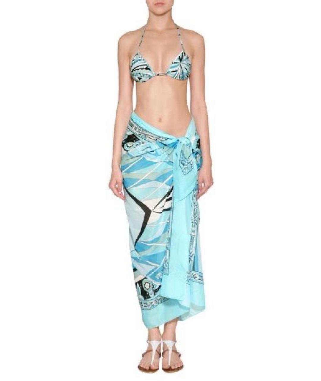 EMILIO PUCCI Голубое хлопковое парео, фото 2