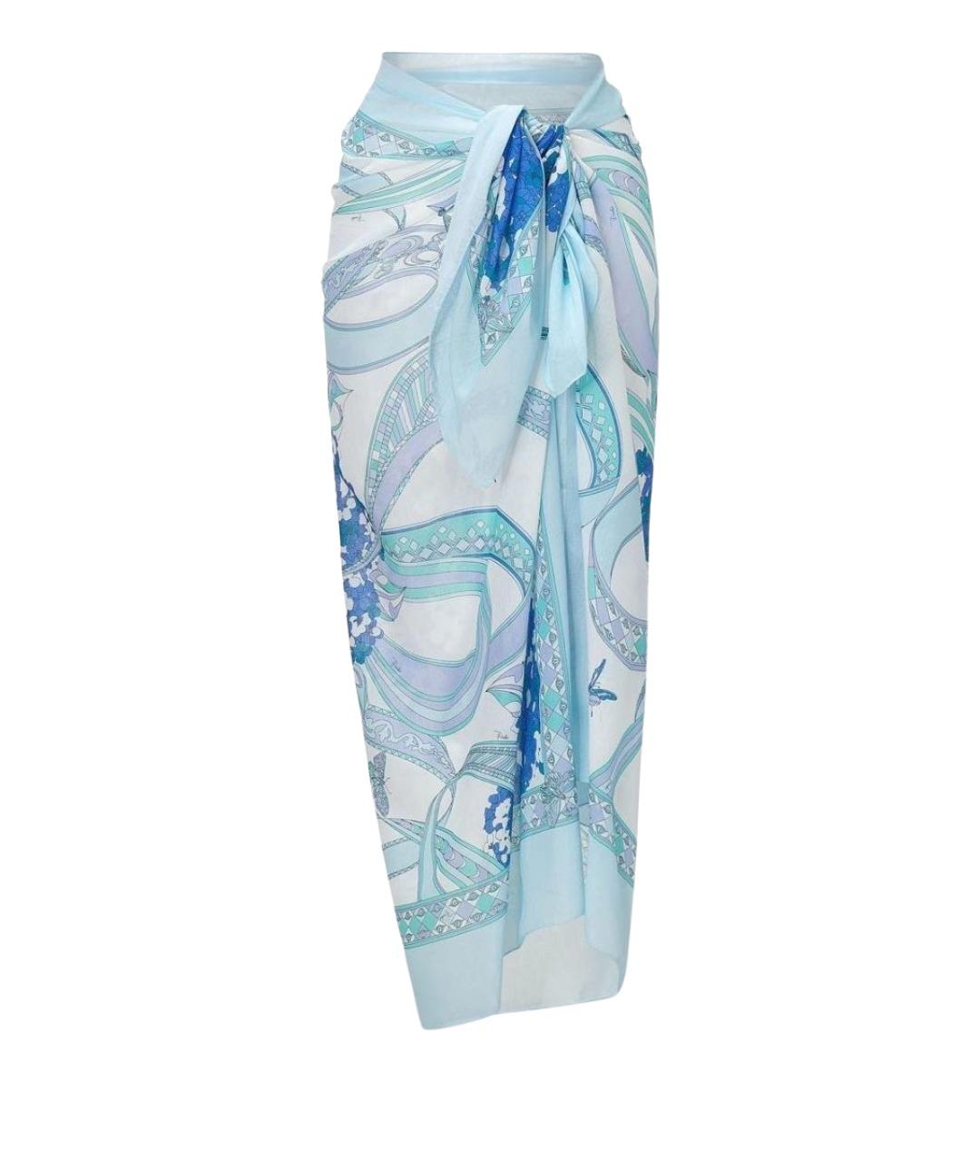 EMILIO PUCCI Голубое хлопковое парео, фото 1