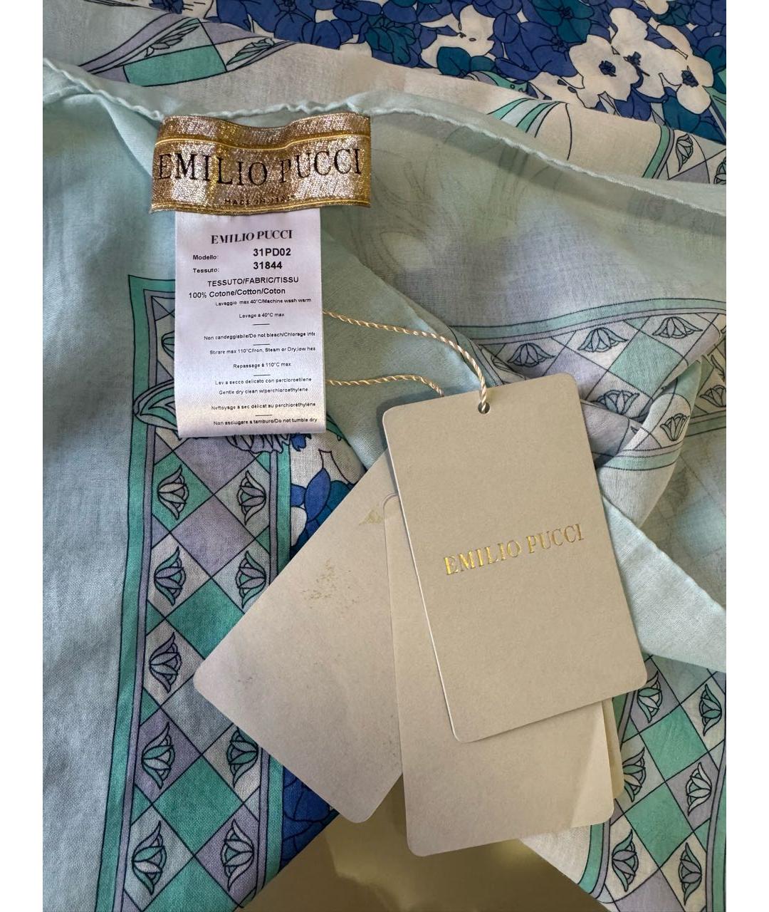 EMILIO PUCCI Голубое хлопковое парео, фото 6