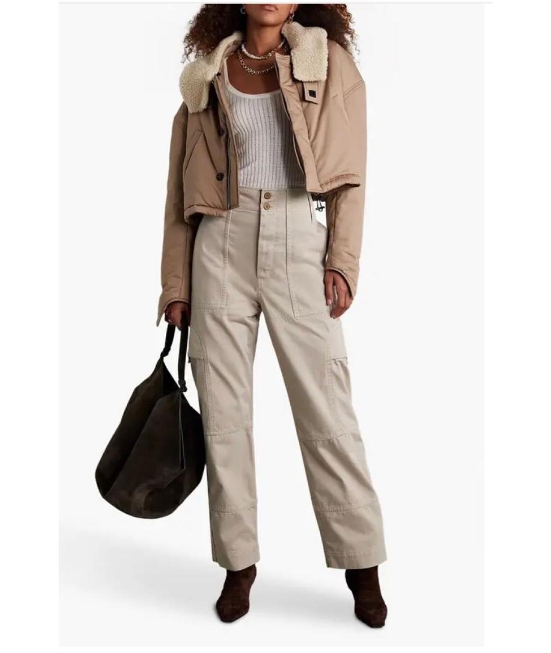 ISABEL MARANT ETOILE Бежевые хлопковые прямые брюки, фото 6