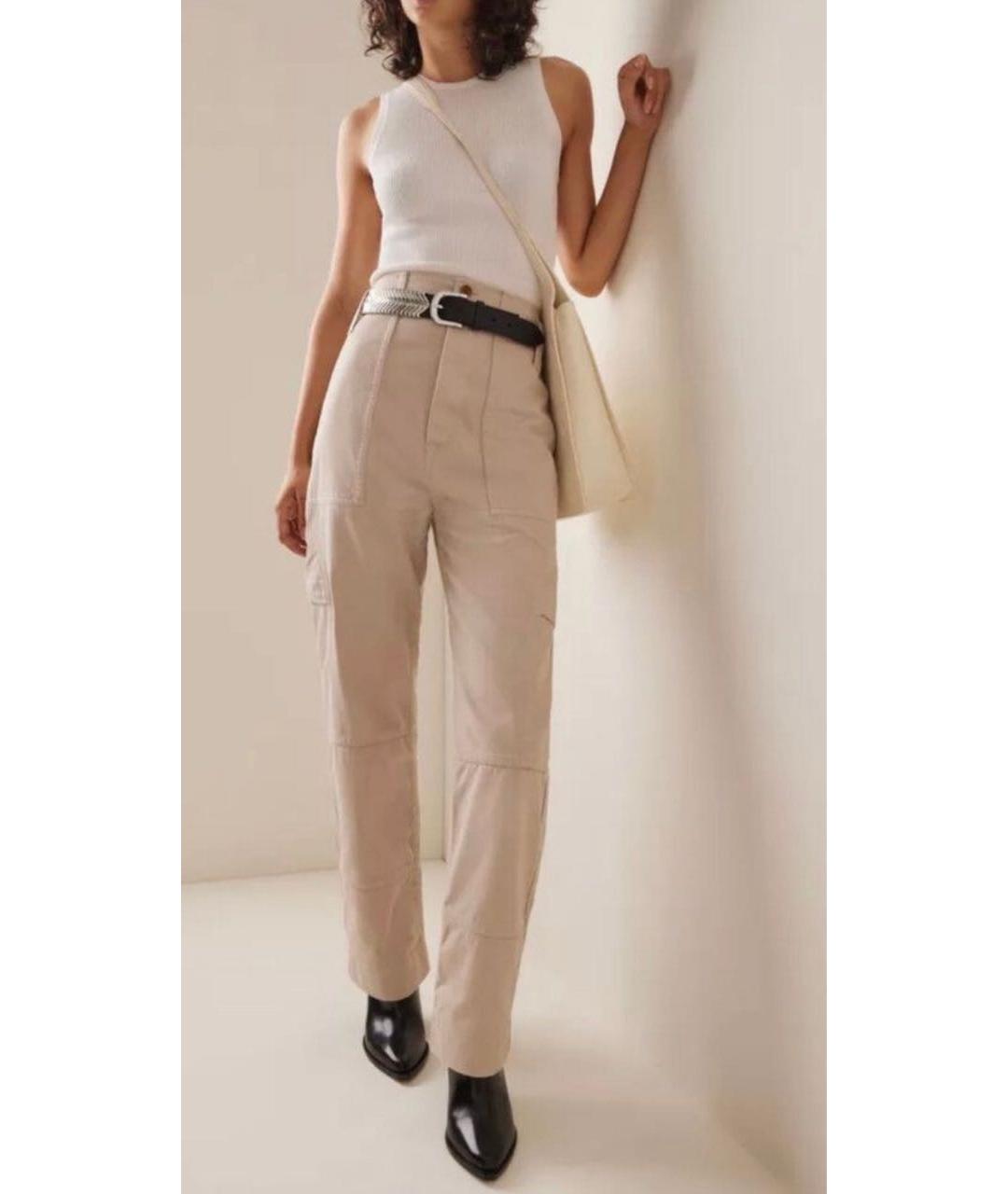 ISABEL MARANT ETOILE Бежевые хлопковые прямые брюки, фото 8