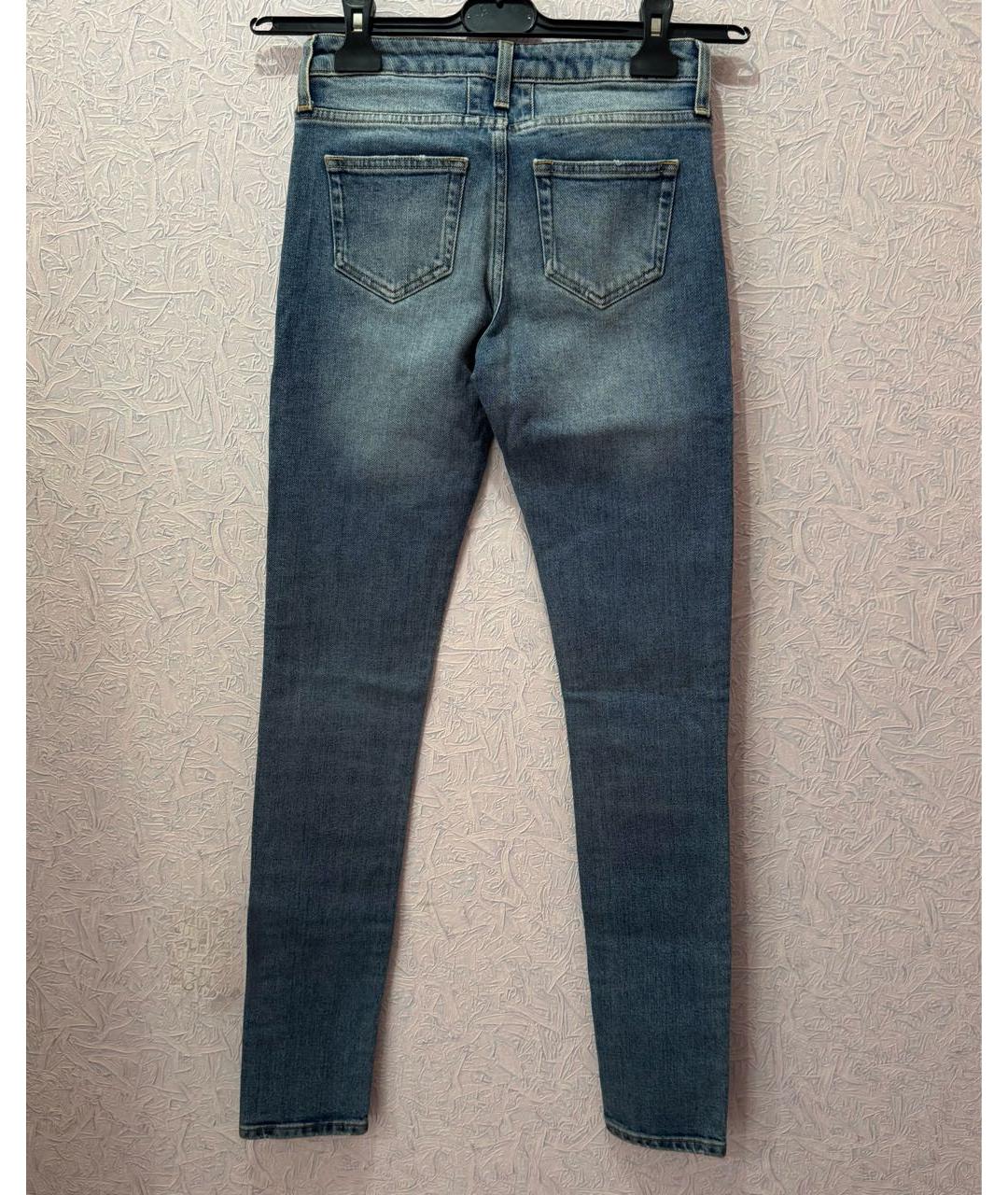 SAINT LAURENT Голубые хлопко-эластановые джинсы слим, фото 2