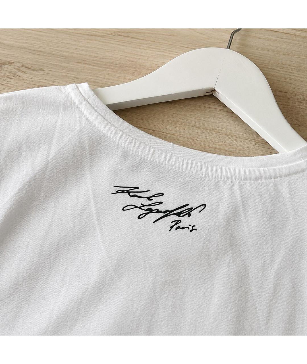 KARL LAGERFELD Белая хлопко-эластановая футболка, фото 6