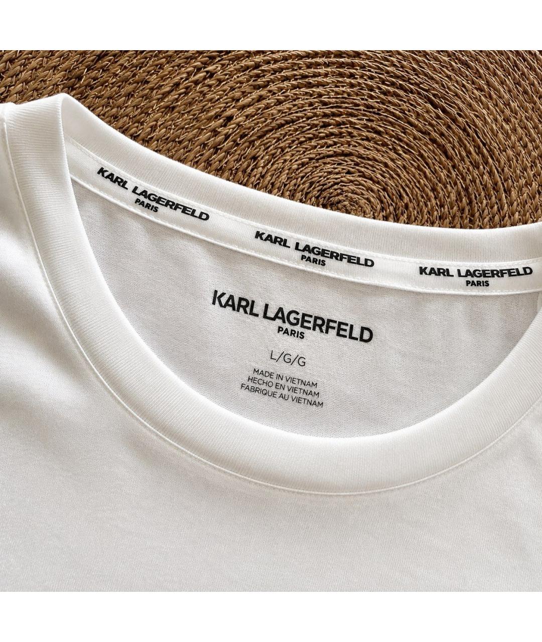 KARL LAGERFELD Белая хлопко-эластановая футболка, фото 3