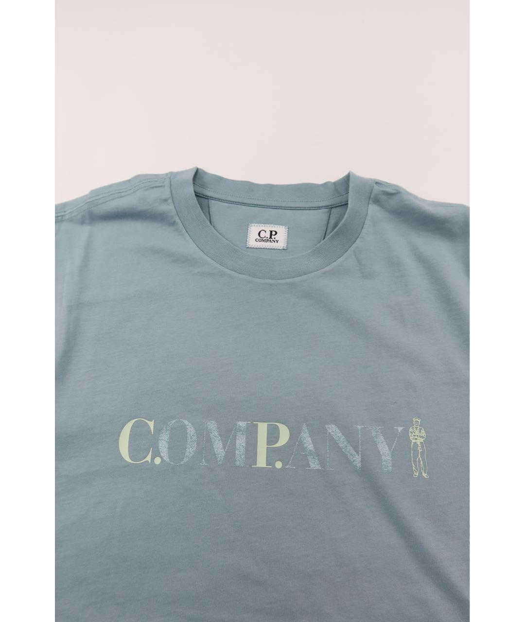 CP COMPANY Бирюзовая хлопковая футболка, фото 2