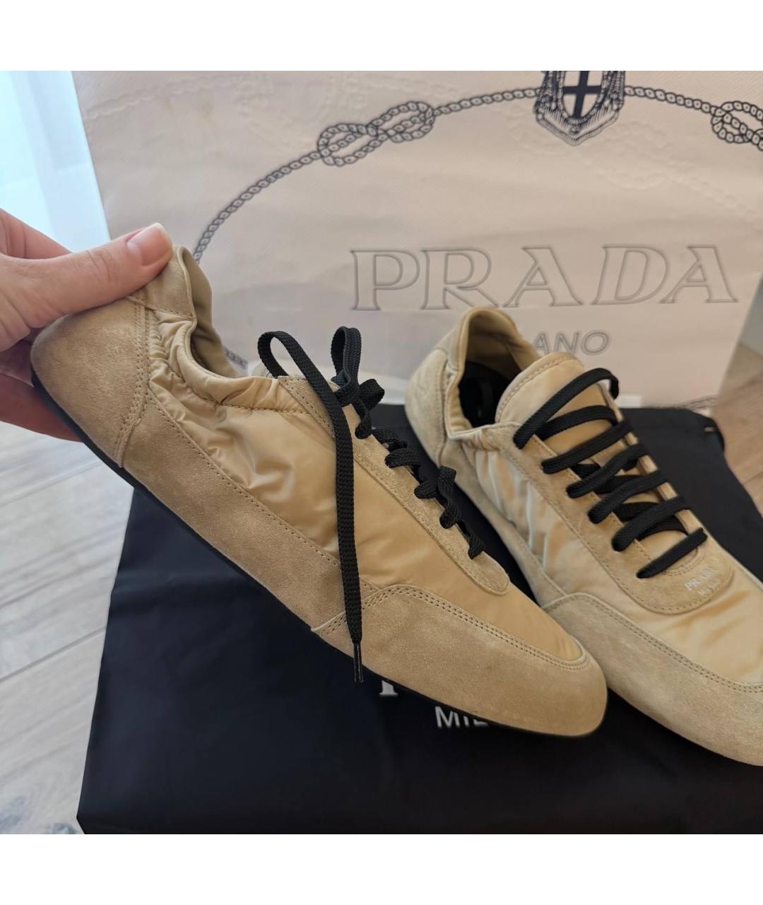 PRADA Бежевые кеды, фото 4