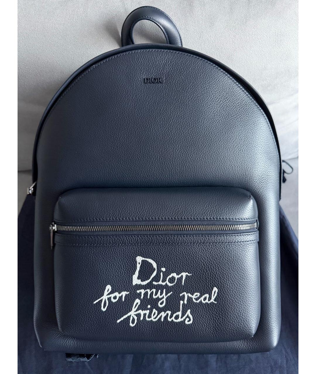 CHRISTIAN DIOR Темно-синий кожаный рюкзак, фото 2
