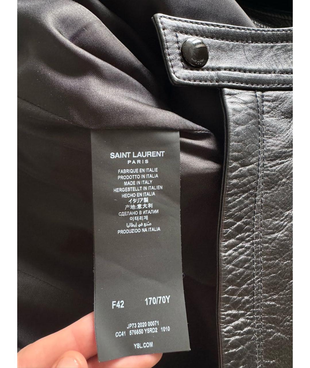 SAINT LAURENT Черная кожаная юбка мини, фото 6