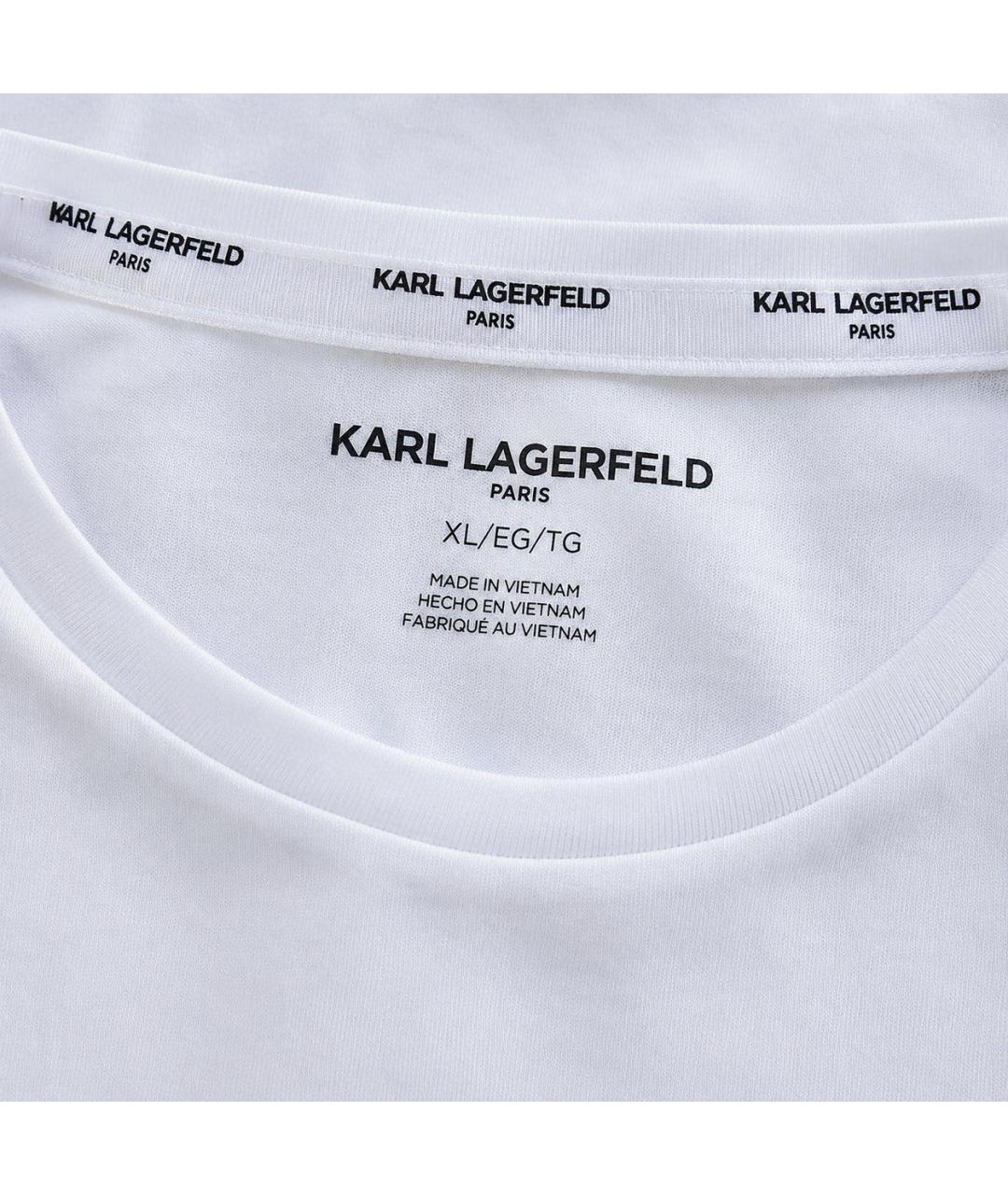 KARL LAGERFELD Белая хлопко-эластановая футболка, фото 5