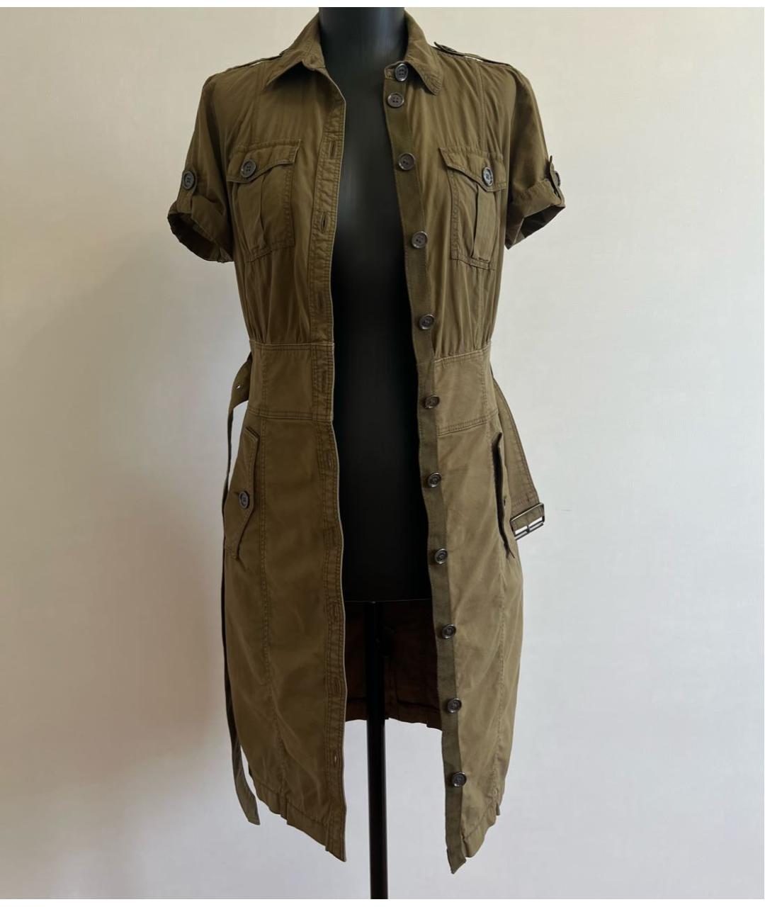 BURBERRY Хаки хлопковое повседневное платье, фото 4