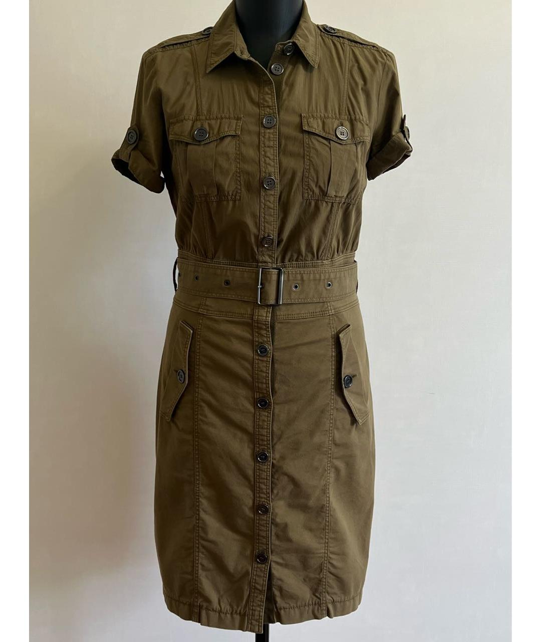BURBERRY Хаки хлопковое повседневное платье, фото 3