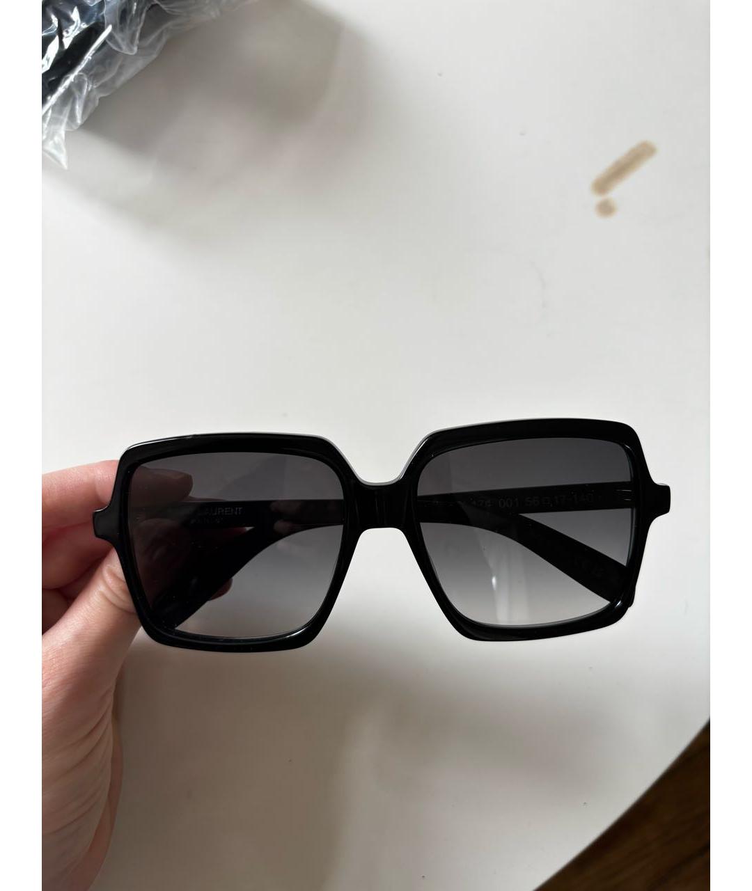 SAINT LAURENT Черные пластиковые солнцезащитные очки, фото 2
