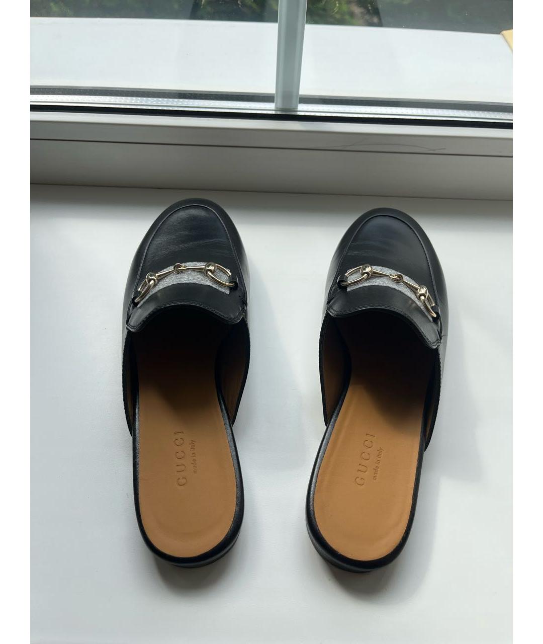 GUCCI Черные кожаные мюли, фото 3