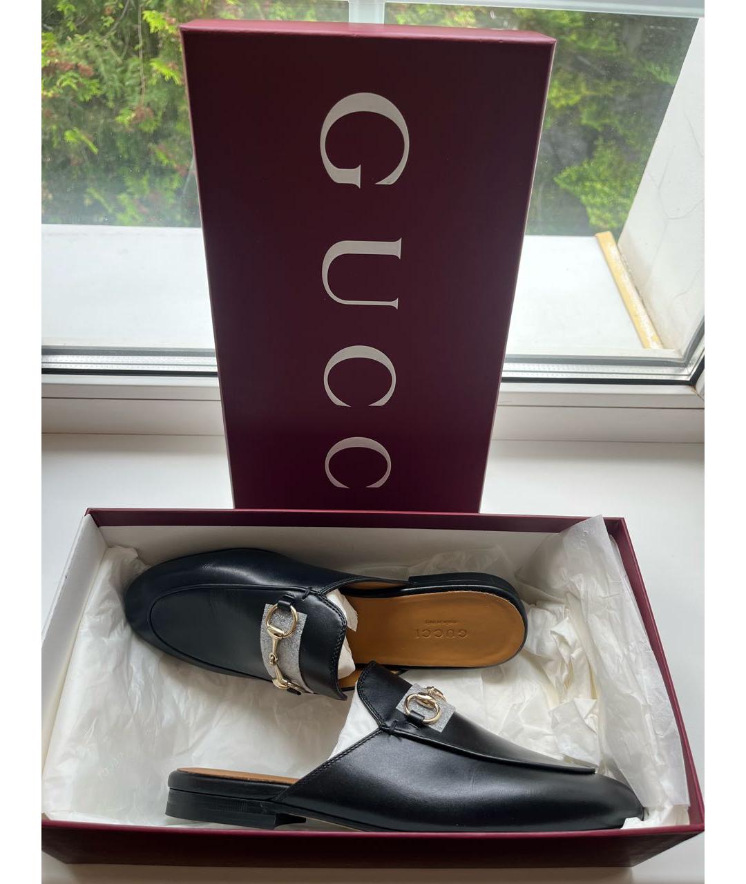 GUCCI Черные кожаные мюли, фото 5