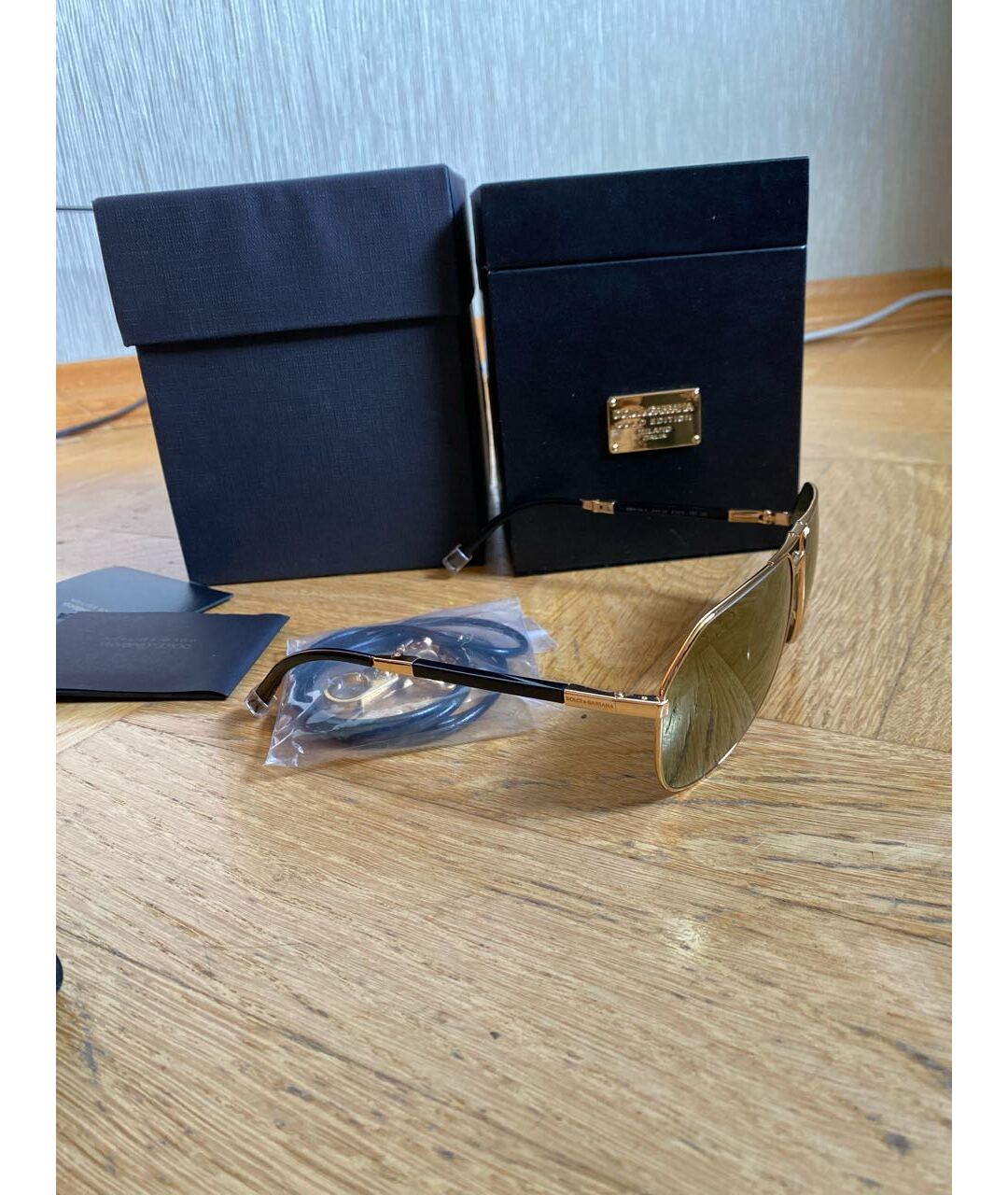 DOLCE&GABBANA Золотые металлические солнцезащитные очки, фото 2