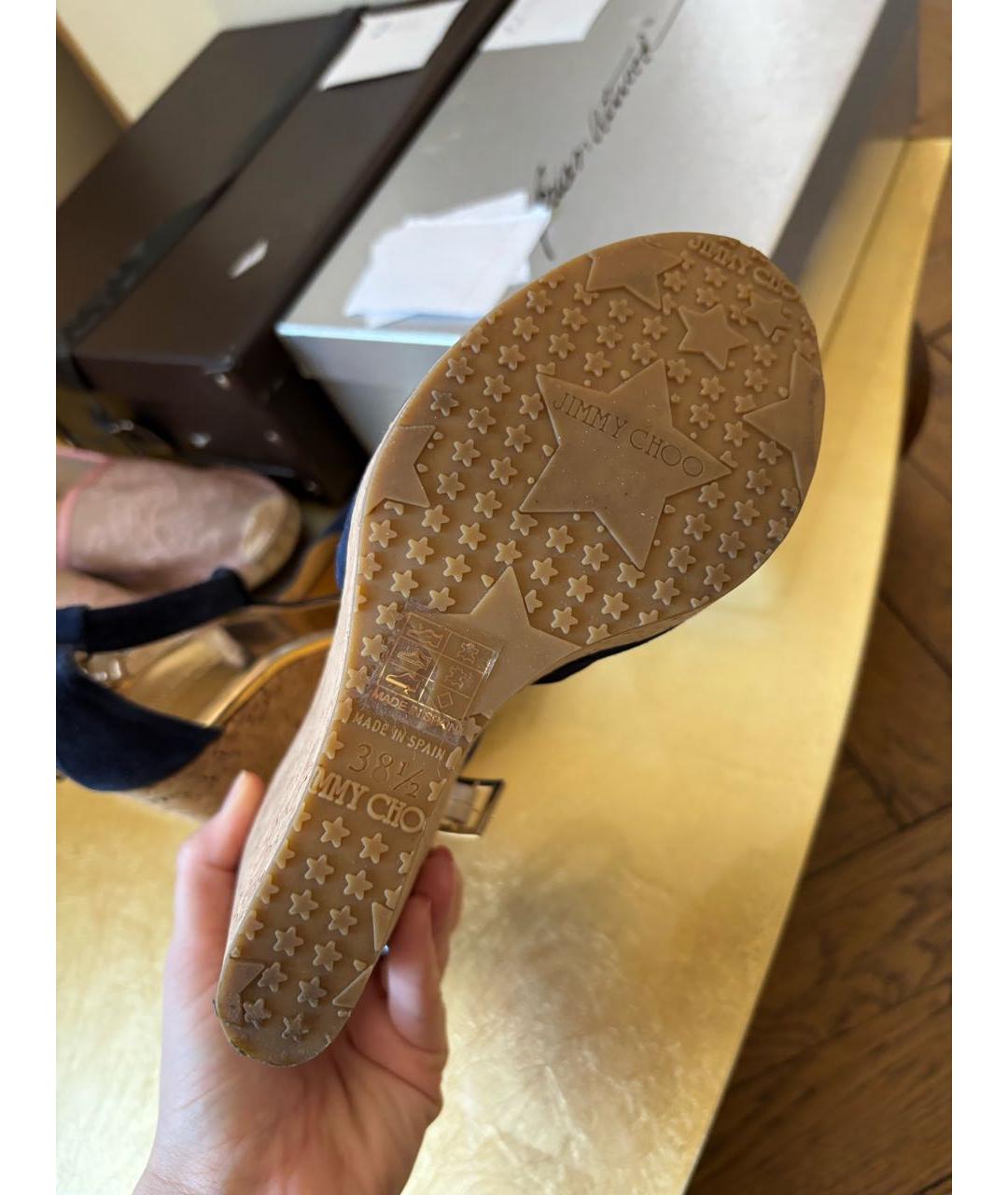 JIMMY CHOO Темно-синие замшевые туфли, фото 4