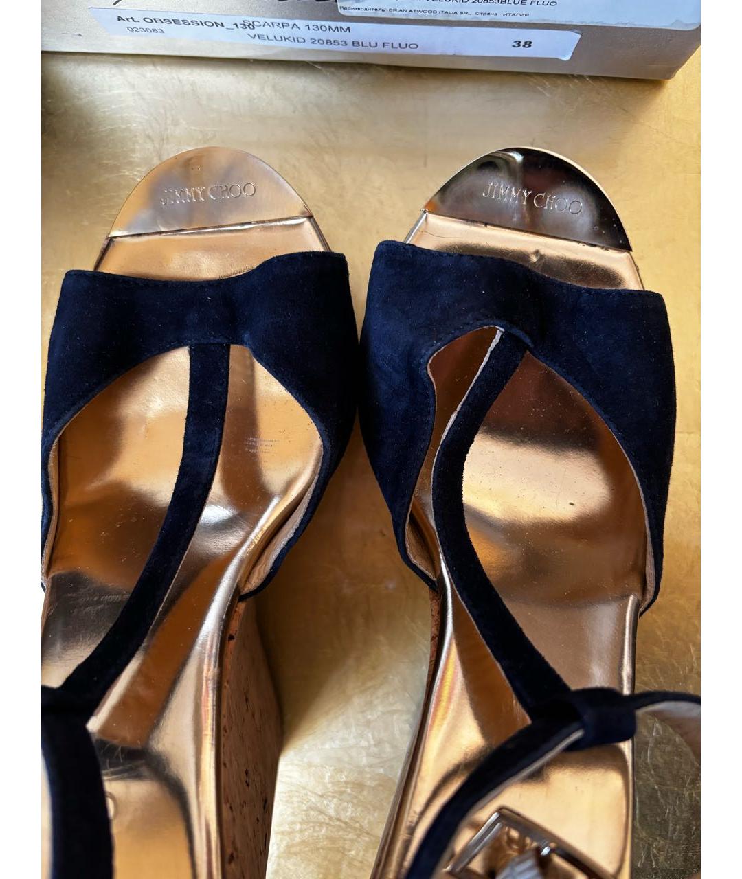 JIMMY CHOO Темно-синие замшевые туфли, фото 5
