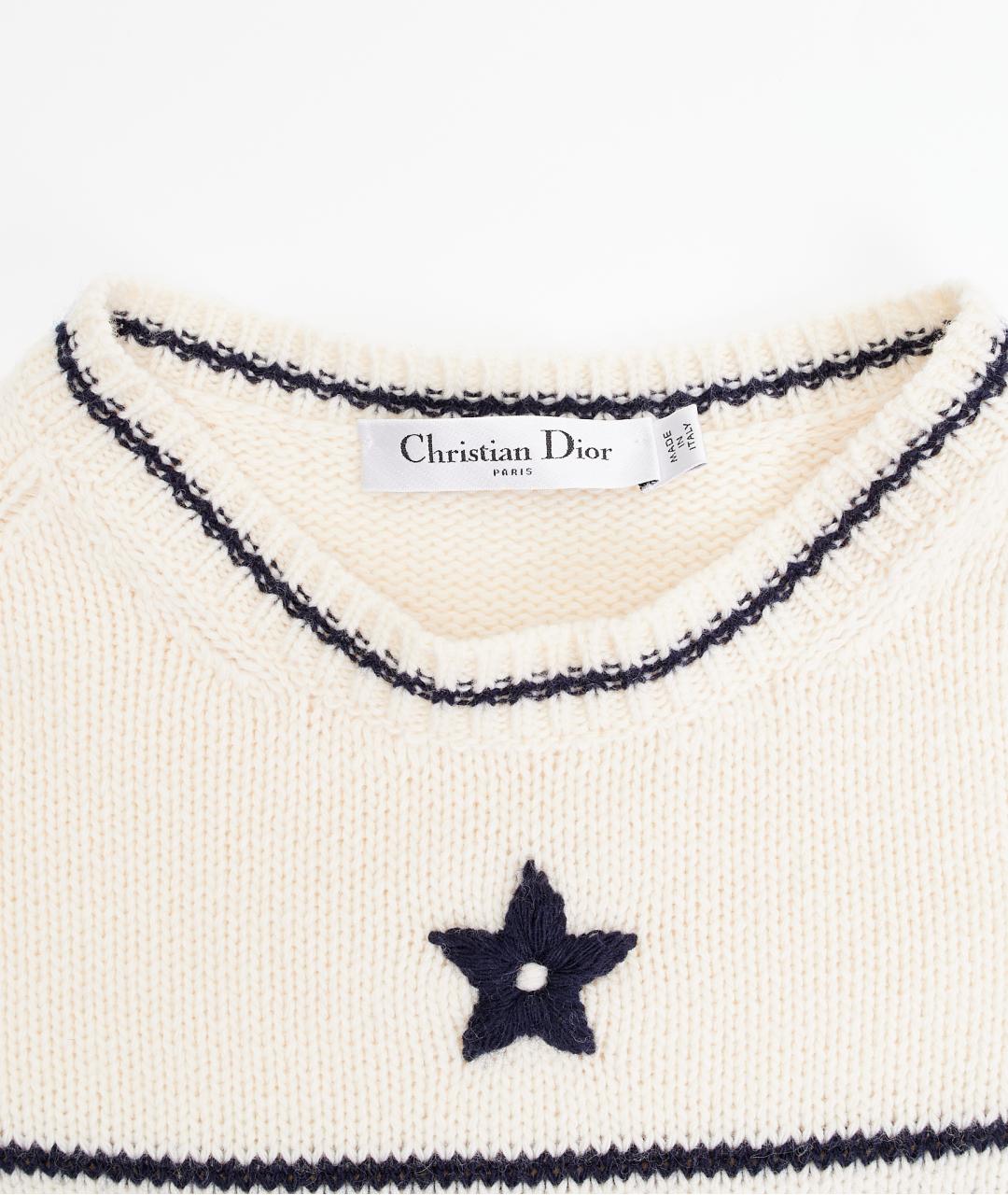 CHRISTIAN DIOR Бежевый шерстяной джемпер / свитер, фото 3