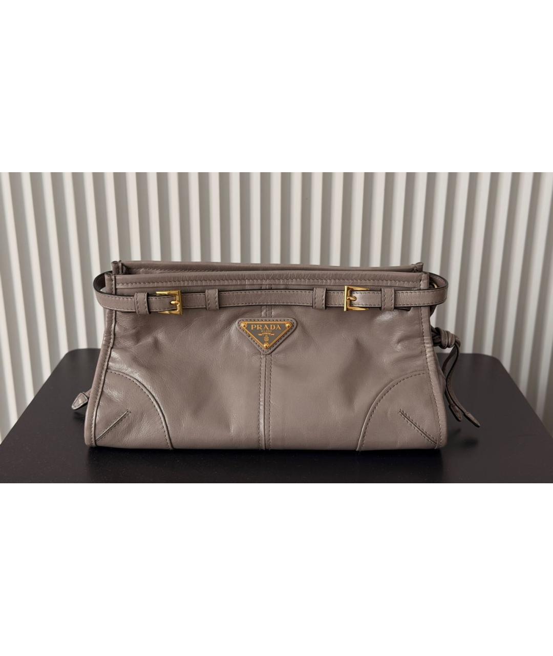 PRADA Серая кожаная сумка тоут, фото 8