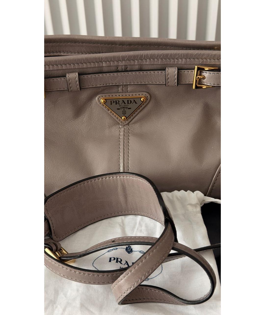 PRADA Серая кожаная сумка тоут, фото 5