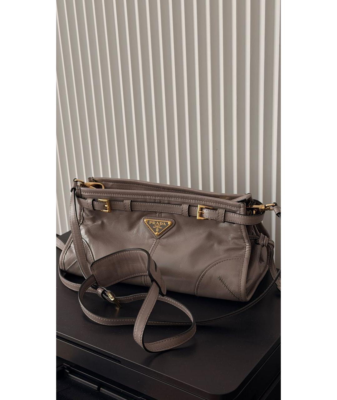 PRADA Серая кожаная сумка тоут, фото 7
