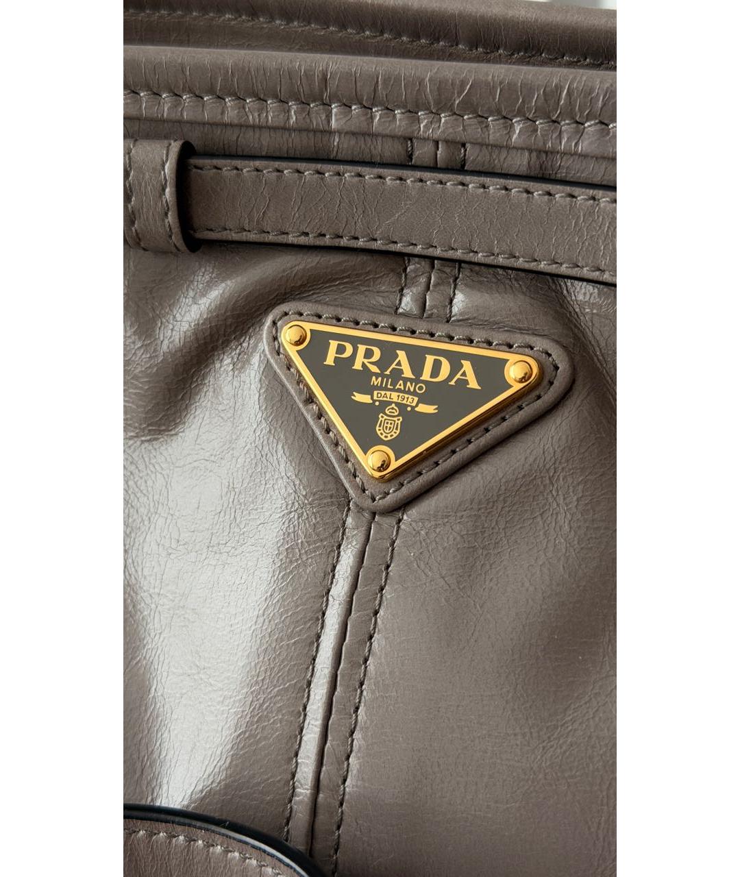 PRADA Серая кожаная сумка тоут, фото 6