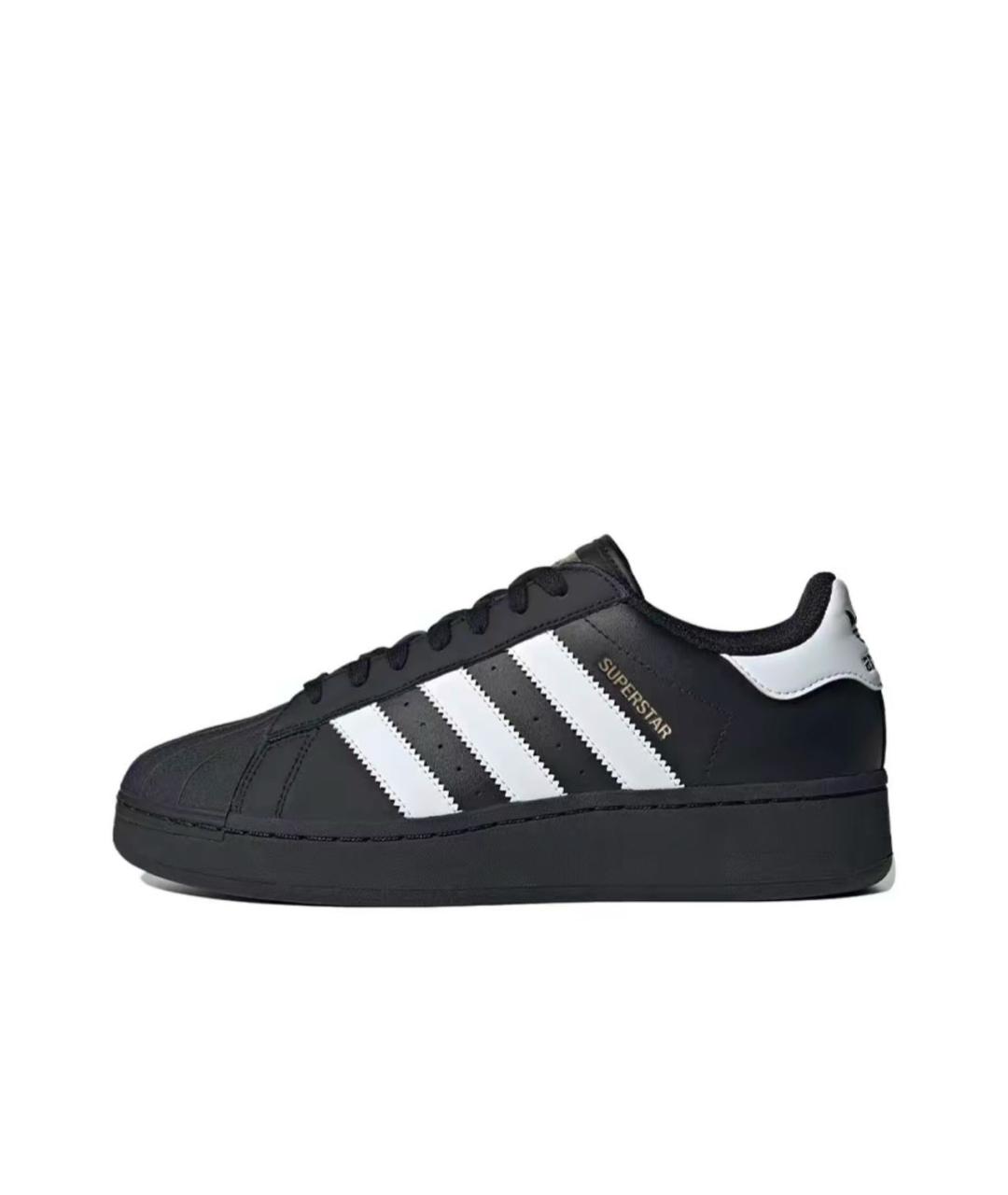 ADIDAS Черные кожаные низкие кроссовки / кеды, фото 4