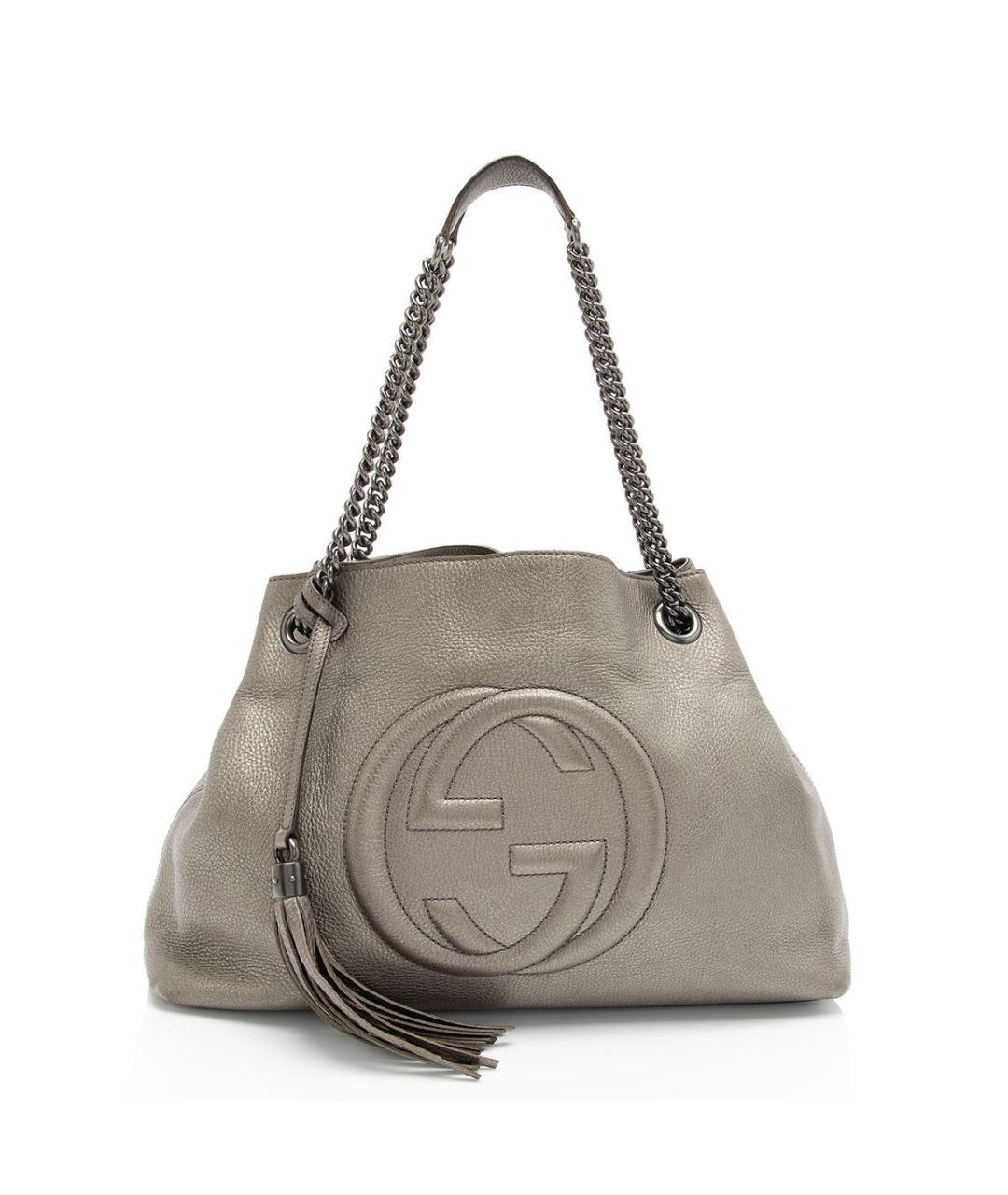 GUCCI Антрацитовая кожаная сумка тоут, фото 9