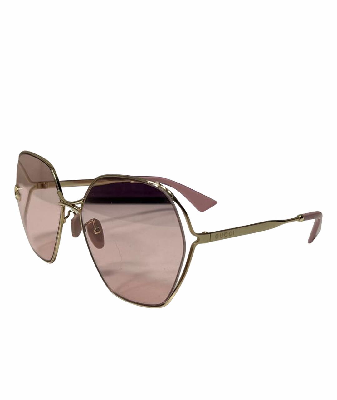GUCCI Золотые металлические солнцезащитные очки, фото 1