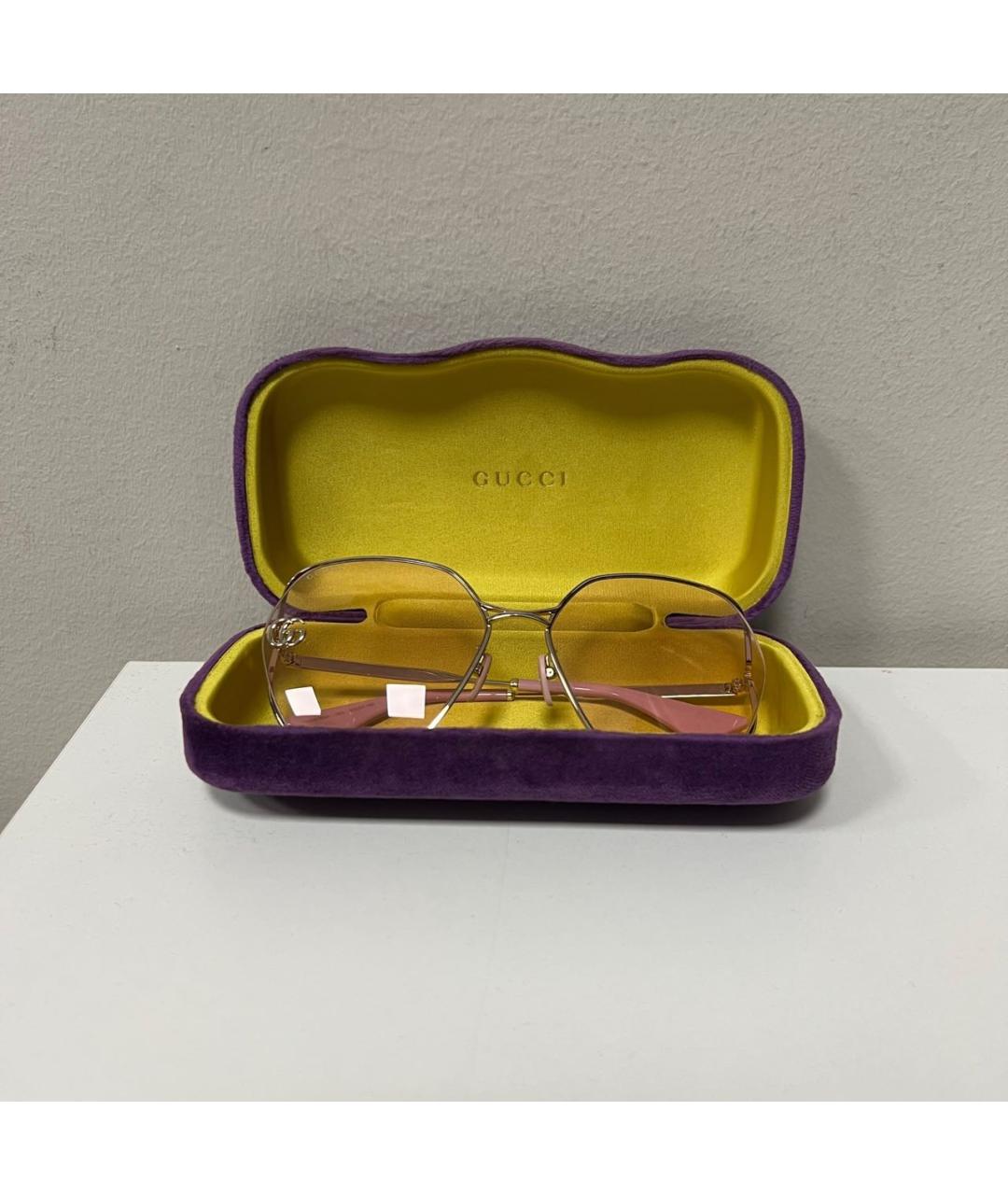 GUCCI Золотые металлические солнцезащитные очки, фото 4