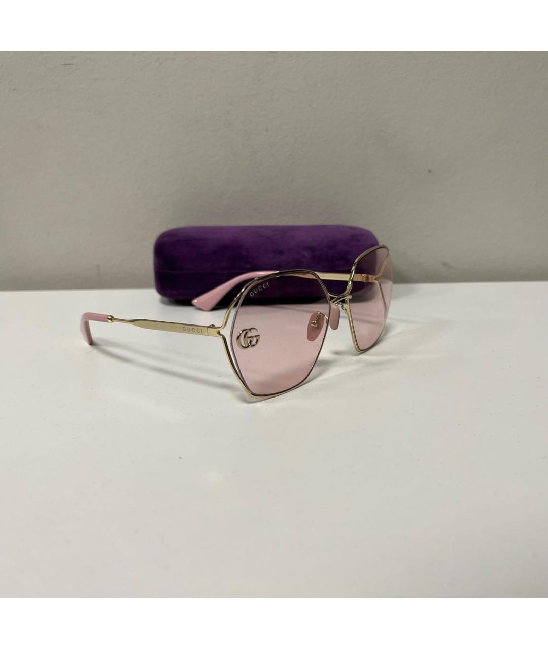 GUCCI Золотые металлические солнцезащитные очки, фото 2