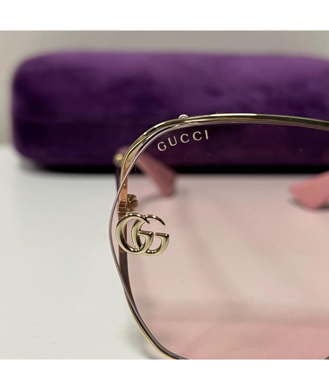 GUCCI Золотые металлические солнцезащитные очки, фото 5
