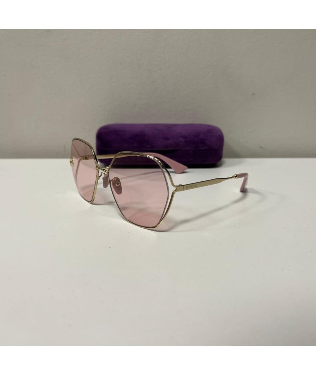 GUCCI Золотые металлические солнцезащитные очки, фото 7