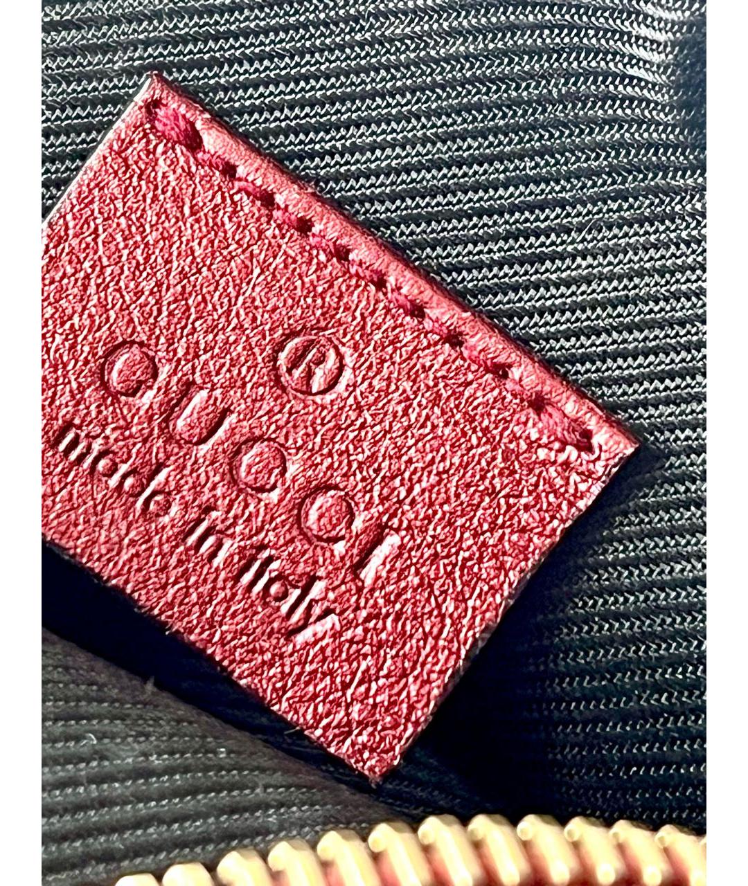GUCCI Бордовая кожаная косметичка, фото 5