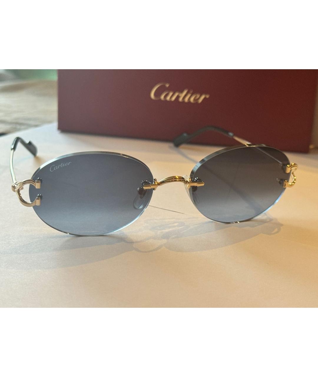 CARTIER Синие металлические солнцезащитные очки, фото 2