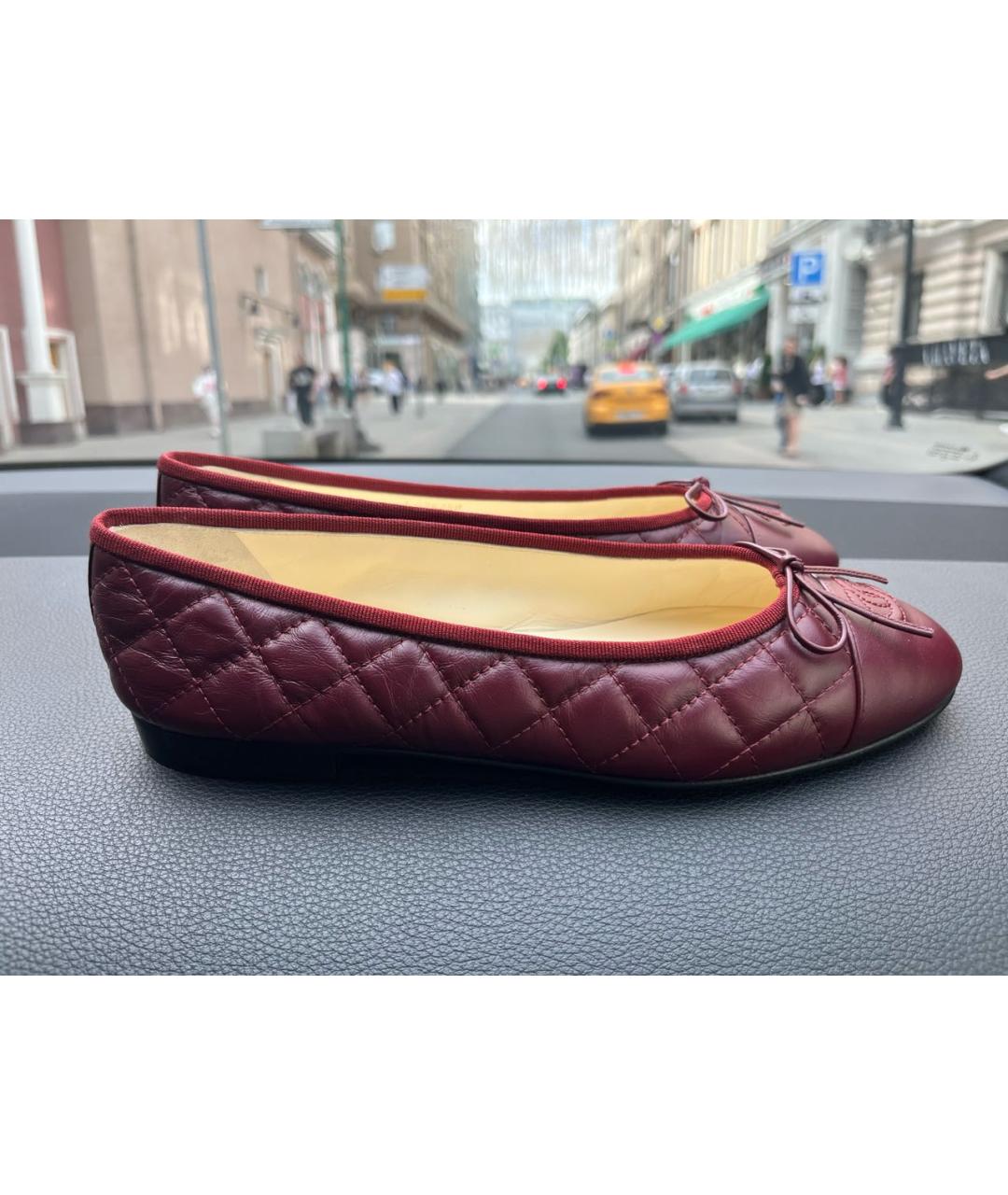CHANEL Бордовые кожаные балетки, фото 5