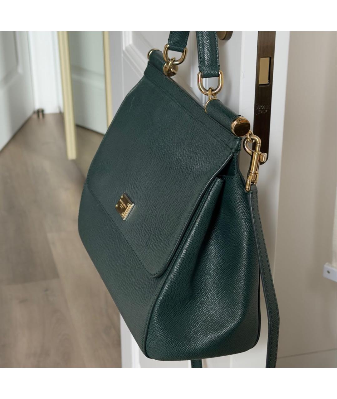 DOLCE&GABBANA Зеленая кожаная сумка с короткими ручками, фото 2