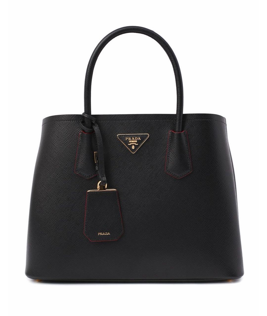 PRADA Черная кожаная сумка тоут, фото 7