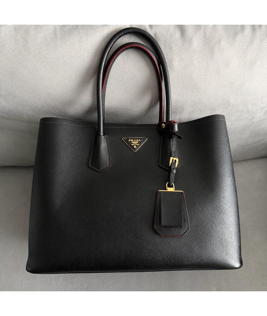 PRADA Черная кожаная сумка тоут, фото 2