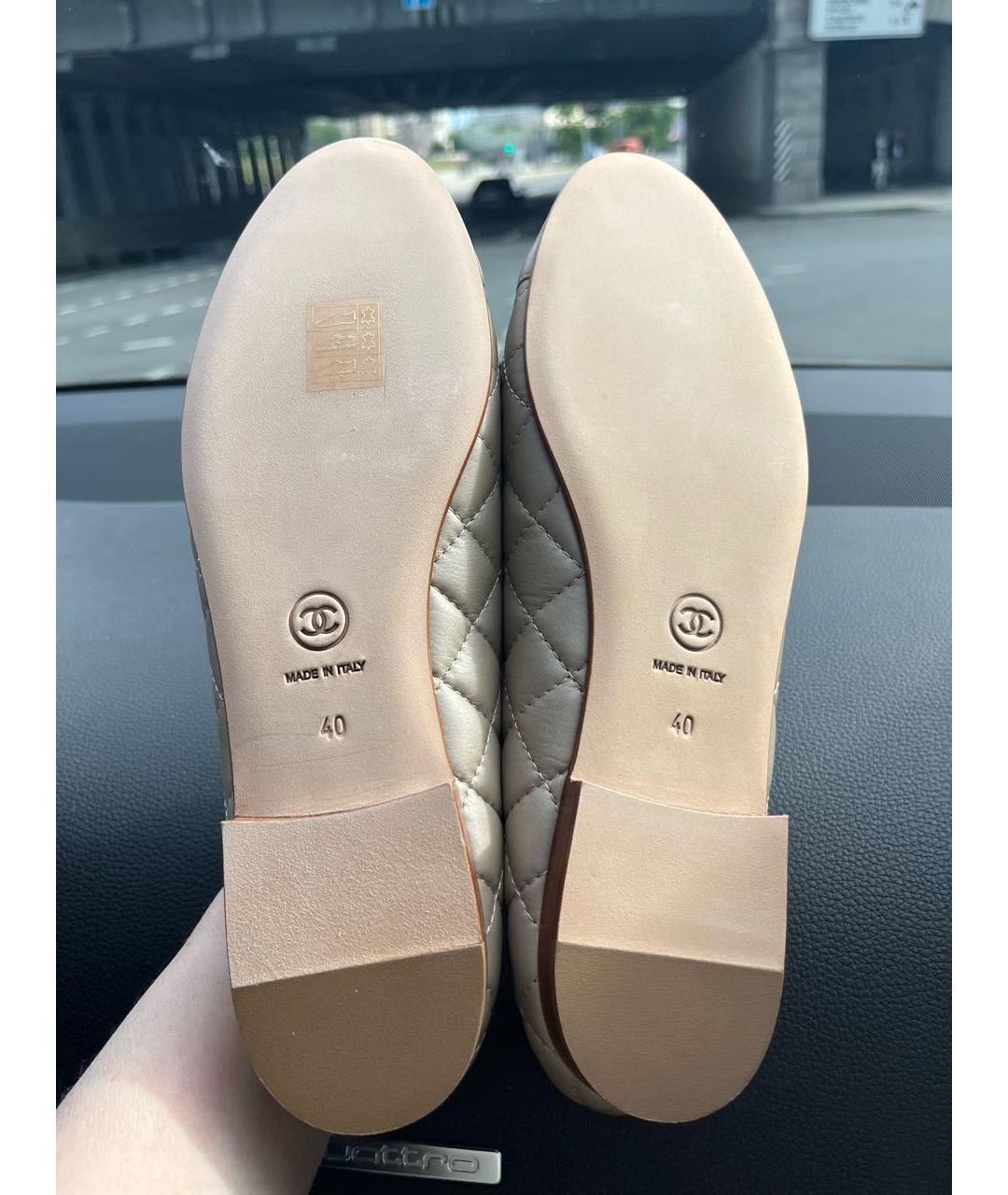 CHANEL Бежевые кожаные балетки, фото 4